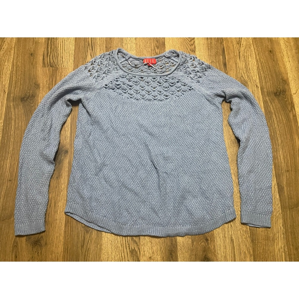 ELLE Sweater, Women's Size Medium, Blue, Long Sleeve, Crew Neck